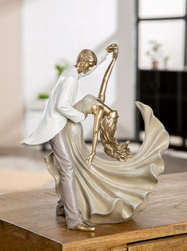 GILDE Figur Salsa Tänzer aus Kunstharz, goldfarben, metallische Optik, 28x29x14 cm