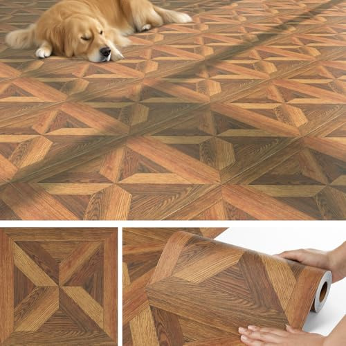 Livelynine Vinylboden Selbstklebend Rolle Holzoptik Retro PVC Bodenbelag Selbstklebend Holzoptik Meterware 30x120CM Bodenfliesen Selbstklebende Retro Klebefliesen Boden Badezimmer Küche Wohnzimmer