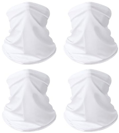 FSSTUD Lot de 4 cache-cou coupe-vent avec protection UV - Masque rafraîchissant pour le visage - Écharpe de cyclisme - Blanc
