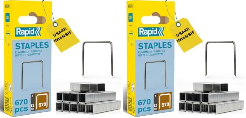 Rapid 970/12mm Galva Boîte de 670 Agrafes Gris (Lot de 2)