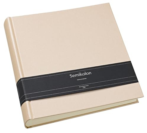 Semikolon 600077 Foto-Album Event Large - 30,5 x 31 x 5,3 cm - 100 Seiten für 200 Fotos - Metallic Edition Satin Champagne
