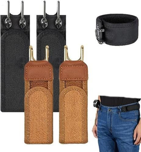 Uoqpty 4 Stück Gürtel Ohne Schnalle Für Herren Damen, Gürtel Taktischer Gürtels Mit Metallhaken, Verstellbarer Unsichtbarer Taillengürtel Bequemer Verstellbarer Hüftgurt Für Arbeit, Reisen Und Alltag