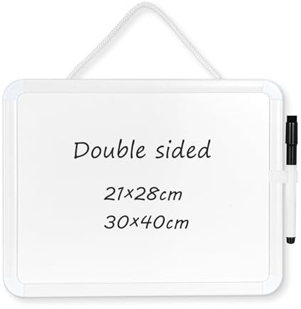DOLLAR BOSS Small Whiteboard A4 White Board Double Sides Magnetic Dry Erase Board, 21×28cm Portable Mini Whiteboard Dry Wipe Board for Wall, Fridge & Door Hanging Sticking Desk Whiteboard