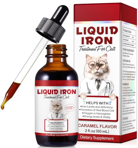 MXCZBSM Natural Iron Supplement for Cats 60ml – Gentle Polysaccharide Iron Complex Liquid Drops – Support Anaemia & Blood Health, Post-Surgery Recovery – Caramel Flavour for Kittens & Senior Cats