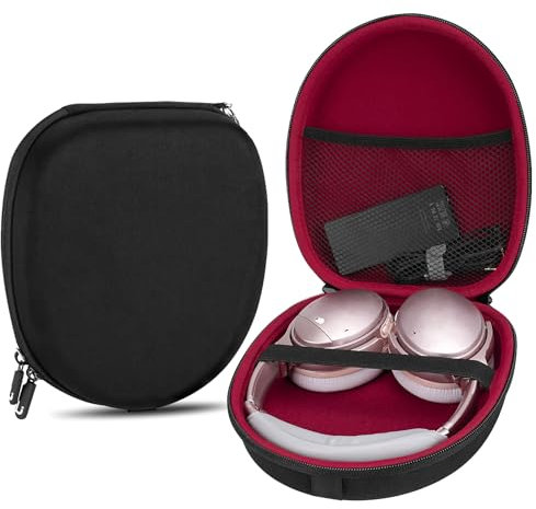 Linkidea Kopfhörer-Tragetasche, kompatibel mit Bose QC Ultra, QC 45, QC35 II, QC25, QC15, QCSE Hülle, schützende Hartschalen-Reisetasche mit Kabel, Ladegerät-Aufbewahrung (schwarz)