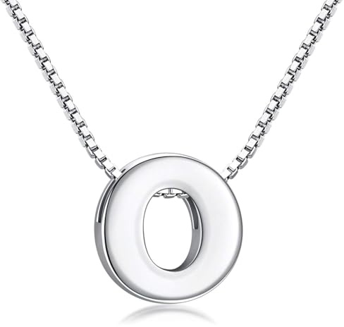 Candyfancy Buchstaben Kette - Buchstabenkette Kette mit Buchstabenanhänger Silber Halskette Kettenanhänger Initialen Silberkette Damen 925 (Kette mit buchstabe O)