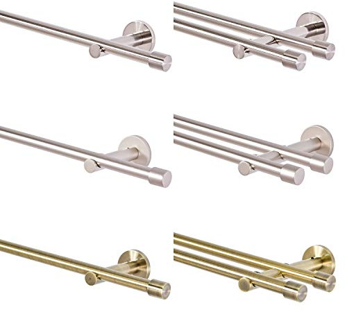 MDEKOR Gardinenstange 420 cm lang 1 läufig Gardinenstangenset aus Metall Edelstahl- Look Gardinenstangen Wandbefestigung