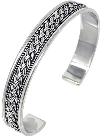 Treasure Bay Bracelet jonc en argent sterling 925 pour homme et femme | Bracelet manchette celtique tressé ouvert taille réglable