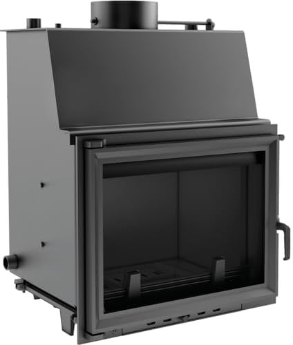KRATKI Zuzia Inserto per camino 12 kW – Stufa a legna con scambiatore di calore, BImSchV 2-81% efficienza termica, acciaio e ghisa, diametro 200 mm