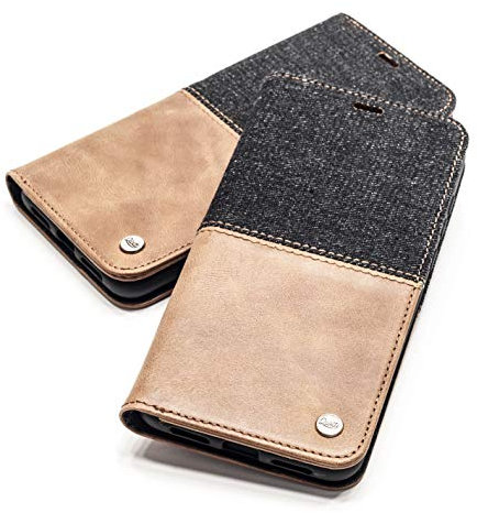 QIOTTI Hülle Kompatibel mit Galaxy S10e Ledertasche aus Hochwertigem Leder RFID NFC Schutz mit Kartenfach Standfunktion in Denim