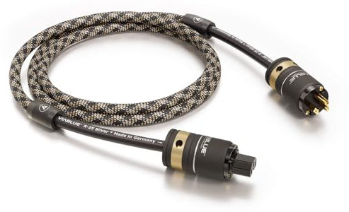 VIABLUE X-25 Silver High-End Netzkabel/Stromkabel * USA Netzstecker 5-15P * Warmgerätebuchse IEC C15 * 1 Stück * 3 x 2,5 mm² * versilbert * Ultragrip Beschichtung * 150 cm * 1.5 m