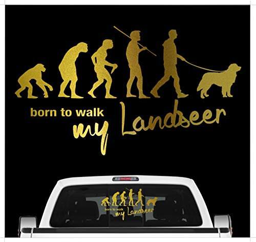siviwonder Landseer Schweiz Wachhund Landser Evolution Auto Aufkleber Hund Folie Farbe Gold Metallic, Größe 60cm