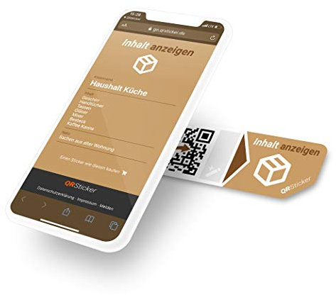 QR-Code Aufkleber Etiketten mit Smartphone App zum Abrufen der Inhalte von Kartons, Schubladen, Regalen (S, 9 Sticker)