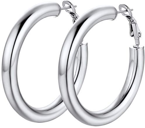 PROSTEEL Creolen Ohrringe für Frauen Mädchen Edelstahl 5mm dicke Hoop Ohrringe 40mm Runde Ohrringe trendiger Ohrschmuck für Beste Freundin