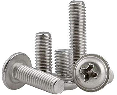 BOZONLI Tornillos Pernos de Cabeza de Cruz Redonda Sujetadores de Reborde de Acero Inoxidable, M2*4mm,50 piezas