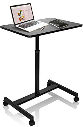 hjh OFFICE 802111 Stehtisch Laptop Stand VM-SU 70x48 cm Schwarz Laptopständer Arbeitstisch höhenverstellbar bis 114 cm