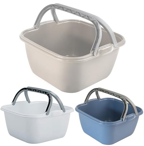 3X Schüsseln Tragegriff Waschschüssel 13L 35x35 Kunststoff Korb Camping Set
