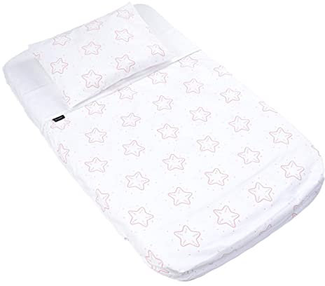 Bubblin Sheets Next to Me kompatibel 83x50 cm 3er Set: Kissenbezug + Top Sacklaken + Matratzenbezug mit Ecken 100% Baumwolle OEKOTEX Parure für Kinderbett Cosleeping Next2Me (Stern)