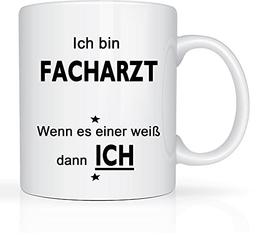 Print-Klex Berufstasse mit Facharzt Motiv Bedruckt Facharzt Tasse für Beruf Geschenk Kaffeebecher Geschenktasse Teetasse Arbeitstasse Arbeitsbecher mit Druck 330ml Beruf Tasse