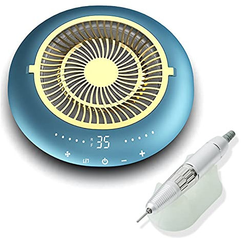 Electric Nail File 2 IN 1 60W Nail Dust Collector Nail Vacuum Cleaner Manicure Machine Fan Nail Suction Powerful Low Noise Nail Salon Tools (Color : With Handle blue)