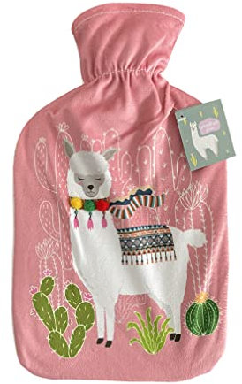 RHP Wärmflasche mit weichem Fleece Bezug 2L Wärmflasche mit Bezug Naturgummi Wärmekissen Flasche Weich Warm Geschenk (Pink)