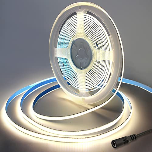 Yamlten DC 3m 12V COB LED Streifen,4000KMiddium Weiß,ip20 Nicht wasserdicht 320LEDs LED Strip,flexibles LED Band für TV Hintergrundbeleuchtung,Schrank,Schlafzimmer.(Stromversorgung schließt aus)