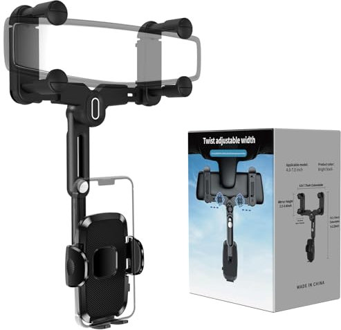 JDHDL Soporte de teléfono para Coche, Espejo retrovisor, Soporte de teléfono Giratorio y retráctil para Coche, Compatible con iPhone, Samsung, Todos los teléfonos celulares de 4 a 7 Pulgadas