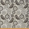 Loussiesd Vogel Polsterstoff für Stühle süße Vögel Blumenstoff Meterware Retro Stil Blumenkreismuster dekorativer Stoff für Polsterung und Heimwerkerprojekte DIY Stoff 276x150cm grau