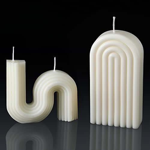 Roowest 2 Pieces Aesthetic Candles Twist Shaped Candle Trendy Taper Candles Minimalist Geometric Soy Wax Scented Art Decoration for Birthday Wedding Decor