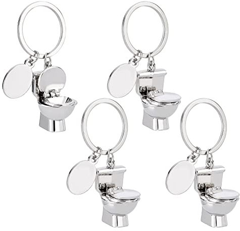 PandaHall 4pcs Toiletten Neuheit Schlüsselanhänger Mini Schlüsselanhänger Lustiger Schlüsselanhänger Metall Toilettensitz Modell Schlüsselanhänger Handtasche Geldbörse Anhänger Für Zuhause