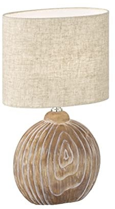 Fischer & Honsel|Tischleuchte, Tobse|holzfarben|Stoffschirm-leinen sandfarben|L: 23,00 cm, B: 13,00 cm, H: 39,00 cm|mit Schnurschalter|1x E14 max. 25,0 Watt|50606