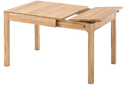 Nordic Story Esstisch Marsi (ausziehbar) • Tisch für Küche, Esszimmer & Wohnzimmer • Massivholz (Eiche) • Eiche Natur • Holztisch (120-160 x 80 x 75 cm) • 6-10 Personen