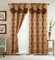 Elegant Comfort Jacquard Look Vorhang-Set mit angenähtem Wasserfall-Volant, (2 Stück), 137 x 213 cm, Gold/Braun