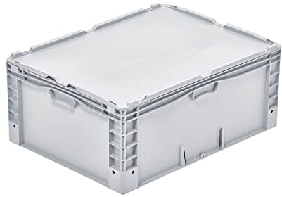SuperSparSet 2x Auflagedeckel für Euro-Norm Großbehälter | BxT 60x80cm | Grau | Eurobox, Transportbox, Transportbehälter, Stapelbehälter