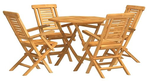 vidaXL Garten Essgruppe 5-TLG., Gartenmöbel Set Tisch 4 Stühle, Gartengarnitur Klappbar, Sitzgruppe Gartenset Sitzgarnitur, Massivholz Teak