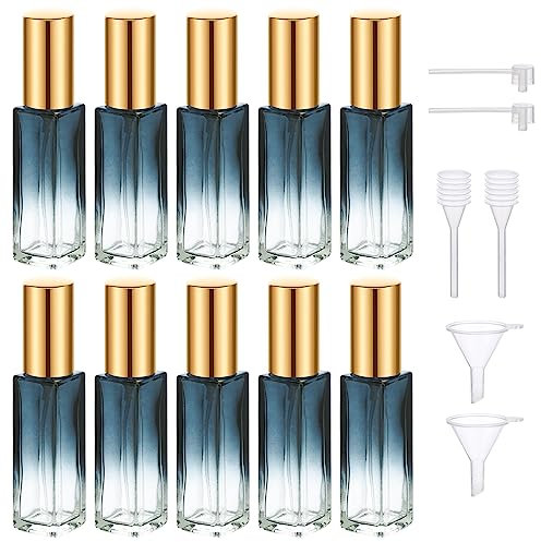 Segbeauty Atomizador Perfume Recargable, Botella de Perfume Viaje 10ml, 10 Piezas Recargador de Perfume, Spray de Perfume Portátil para Bolso de Mano (Azul Degradado)