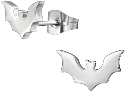 Bungsa Ohrstecker Fledermaus silber aus Edelstahl Unisex