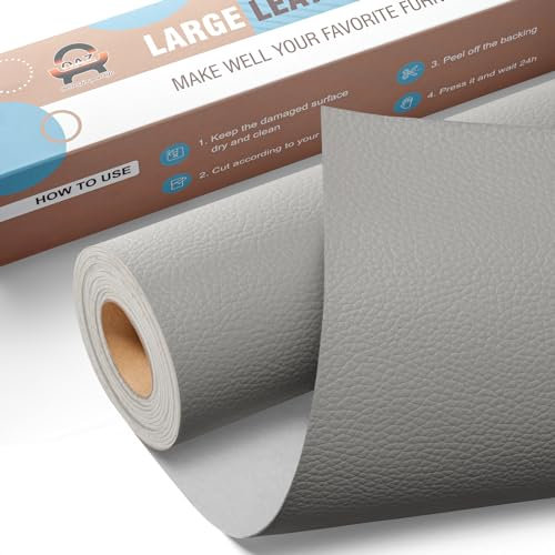Leder Reparatur Set Grau,OAZ Kunstleder Selbstklebend 40 x 160 cm,Kunstleder Reparaturset Leder Reparatur Patch Selbstklebende Lederflicken für Autositze Möbel Sofa Taschen