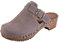 Buxa PE15 Damen Clogs Leder Schuhe aus Holz, Holzclogs Pantolette, Holz Sohle (Grau, EU Schuhgrößensystem, Erwachsene, Damen, Numerisch, M, 40)