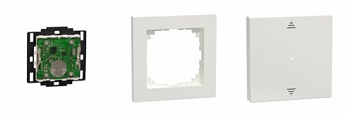 Schneider Electric Merten MEG5001-0300 Wiser Funktaster System M Polarweiß glänzend, MEG4010-3619 Rahmen System M-Pure, MEG5215-0319 Wippe Pfeile Auf/Ab 1-fach