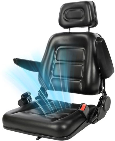 Siège universel pour chariot élévateur, siège de tracteur avec dossier à angle réglable, ceinture de sécurité rétractable, accoudoir pour tracteur, tondeuse, chargeuse compacte, chariot télescopique,