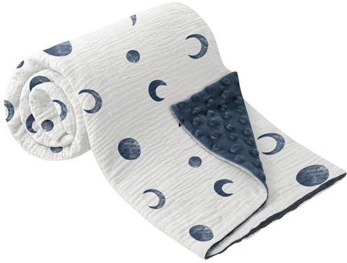 Bearmoss Babydecke Baumwolle Baby Decken Neugeborenen,Weiche Krabbeldecke für Kinder,Musselin Schlafdecken für Kleinkinder Mädchen Junge 75x100cm(BlaueMond)