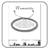 LOCCY Echtes Naturstein Armband für Damen, 4mm Verstellbare Natursteinarmband Perlenarmband Yoga Armband für Fraun Mädchen für Muttertag Geburtstag Valentinstag Weihnachten Geschenke (Hämatit)