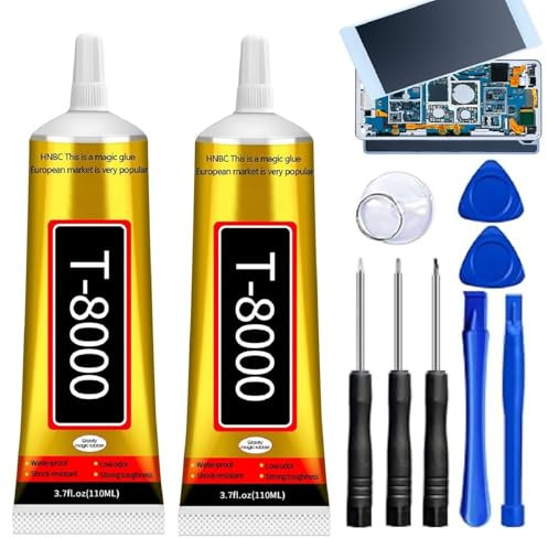 Handy Kleber Rückseite, Handy Display Kleber, Display Kleber Smartphone, 2PCS T8000 110mlx2 Transparent Handy Kleber Sekundenkleber Bastelkleber Mehrzweckkleber für Elektronik Schmuck DIY