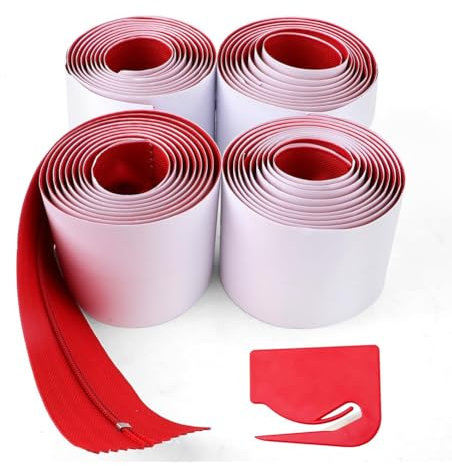 NISHZHU 4Pcs Dust Barrier Zipper, 7Ft X 3In Self-Adhesive Tarp Double Zipper Instant Door Dust Protection with Sheeting Cutter