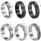 LOCCY 6 Stück Edelstahl Spinner Ringe für Damen Herren Mond und Sterne Drehbarer Edelstahl Ring Spinner Ring Set Silber/Black Edelstahl Vintage Ringe Freundschaftsringe für Frauen Männer (62)