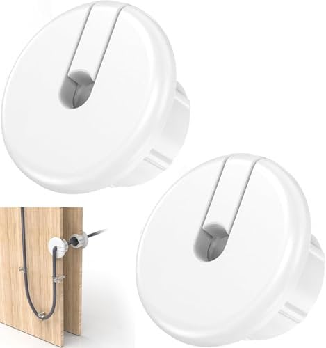 CLKE 2 PCS Weiß Kabeldurchführung für Wand Wanddurchführung für Kabel, Durchführungskabeldurchführung für Ethernet-Kabeltülle, Möbeldrahtlöcher