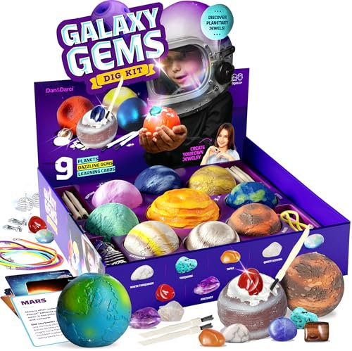 Dan&Darci Galaxy Gem Dig Kit für Kinder – Edelsteine Graben Science Kits für Kinder im Alter von 6–7, 6–8, 8–10 – Geschenke für 6, 7, 8, 9, 10, 11 Jahre alte Jungen und Mädchen