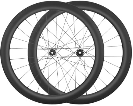 HZXQCVB 700C Kohlefaser Rennrad-Laufradsatz Steckachse Vorder- Und Hinterrad Zentralverschluss Scheibenbremse 24H Naben Für 8/9/10/11/12-Gang-Kassette(55MM)