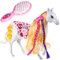 Spielzeugpferd/Pferd + Zubehör - inkl. Name - passend für Barbie Puppe - 25,5 cm hoch - mit abnehmbaren Sattel + Zaumzeug - mit Haaren - ideal auch für 29 ..